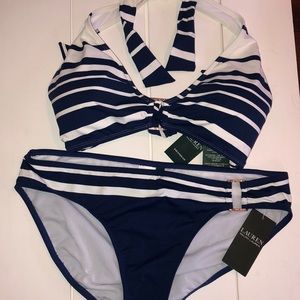 Ralph Lauren swimsuit, bikini, blue white 10,12
